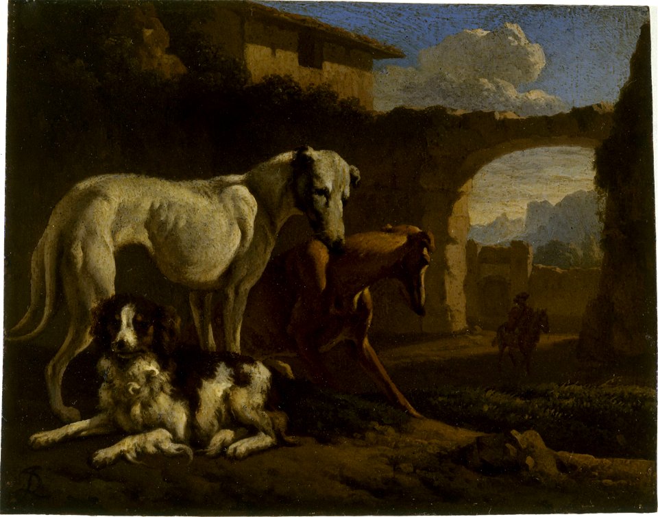 Jan Le Ducq - Epagneul et lévriers - PDUT899 - Musée des Beaux-Arts de la ville de Paris