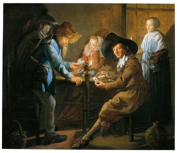 Jan Miense Molenaer - Card Players by Lamplight