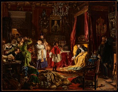 Jan Matejko - Death of Sigismund Augustus in Knyszyn in 1572 - MP 4495 MNW - National Museum in Warsaw. Free illustration for personal and commercial use.