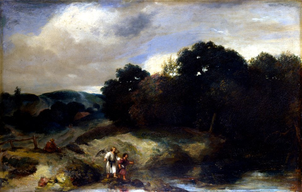 Jan Lievens - A Landscape with Tobias and the Angel. Free illustration for personal and commercial use.