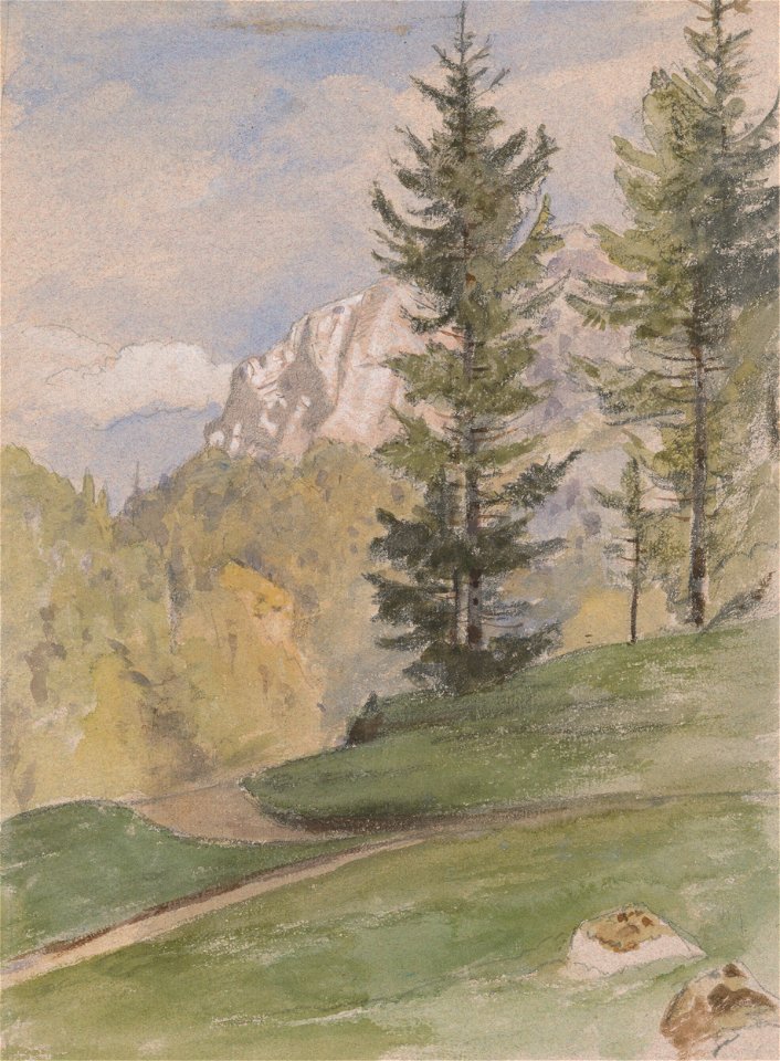 Jan Novopacký - Mountain Landscape with Coniferous Trees - K 6440 - Slovak National Gallery