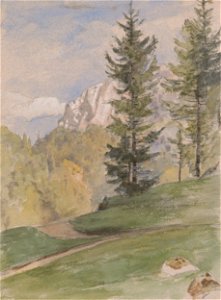 Jan Novopacký - Mountain Landscape with Coniferous Trees - K 6440 - Slovak National Gallery