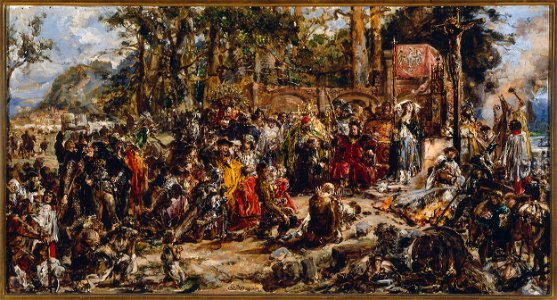 Jan Matejko - Baptism of Lithuania, from the series “History of Civilization in Poland” - MP 442 MNW - National Museum in Warsaw. Free illustration for personal and commercial use.