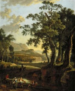 Jan Hackaert - Italianiserend landschap bij avond met dansend paar - 1272 (OK) - Museum Boijmans Van Beuningen