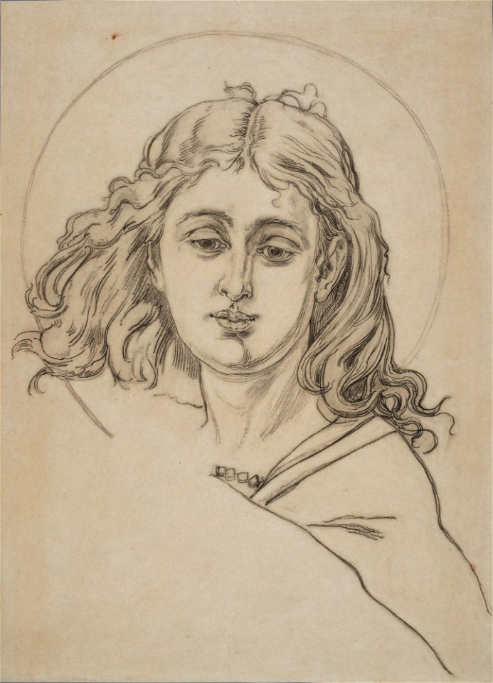 Jan Matejko - Carton for the polychrome from St Mary's Church - bust of an angel - MNK IX-124 - National Museum Kraków