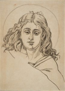 Jan Matejko - Carton for the polychrome from St Mary's Church - bust of an angel - MNK IX-124 - National Museum Kraków