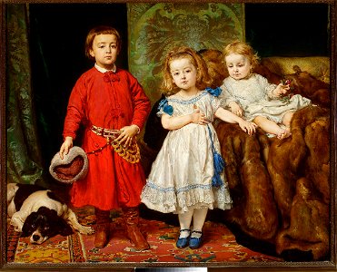 Jan Matejko - Portrait of artist’s three children, Tadeusz, Helena and Beata - MP 565 - National Museum in Warsaw. Free illustration for personal and commercial use.