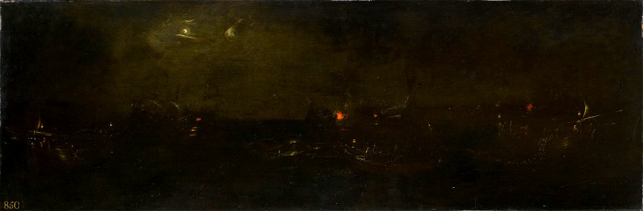 Jan Porcellis (Ghent 1583-5-1632) - A Sea Battle by Night - RCIN 402744 - Royal Collection