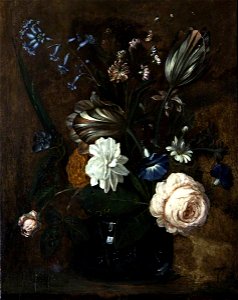 Jan Philip van Thielen (1618-1667) (attributed to) - Flowers in a Glass Vase - 414221 - National Trust. Free illustration for personal and commercial use.