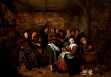 Jan Miense Molenaer - Peasants in an Inn Playing La Main Chaude - WGA16102. Free illustration for personal and commercial use.