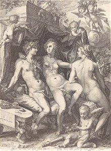 Jan Pietersz Saenredam (after Goltzius) Sine Bacchus et Ceres friget Venus c1600