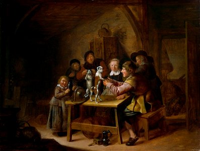 Jan Miense Molenaer - Peasants Teaching a Cat and Dog to Dance