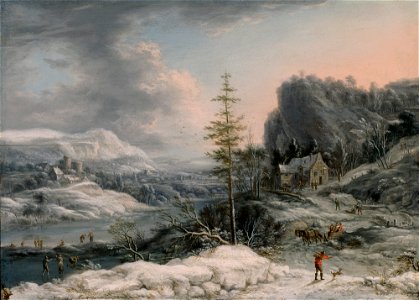 Jan Griffier the Elder - A Winter Scene - 89.45 - Detroit Institute of Arts. Free illustration for personal and commercial use.
