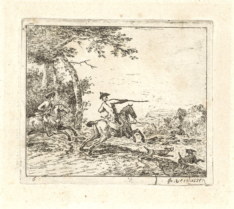 Jan Peeter Verdussen - Deer hunt with two riders