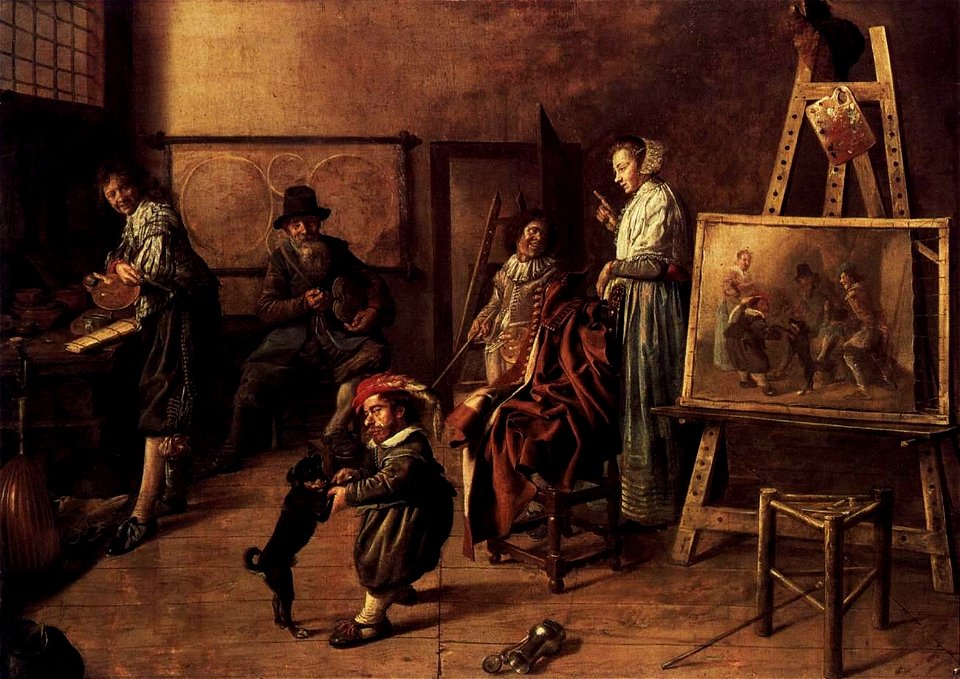 Jan Miense Molenaer - Painter in His Studio, Painting a Musical Company - WGA16104