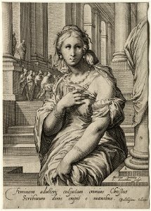 Jan Saenredam (Dutch, 1565-1607) - Heroines of the New Testament, The Woman Taken in Adultery - 1973.131.6 - Cleveland Museum of Art
