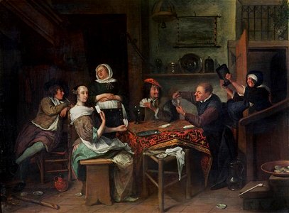 Jan Steen - The Card Players. Free illustration for personal and commercial use.