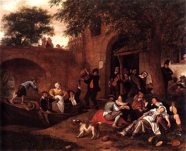 Jan Steen - Leaving the Tavern - WGA21716. Free illustration for personal and commercial use.