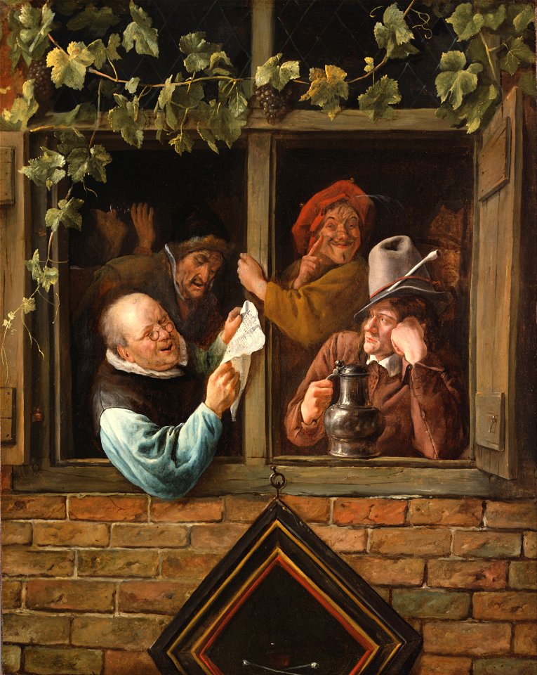 Jan Steen, Dutch (active Leiden, Haarlem, and The Hague) - Rhetoricians at a Window - Google Art Project