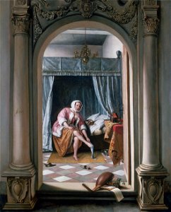 Jan Steen - Woman at her Toilet - Google Art ProjectFXD. Free illustration for personal and commercial use.