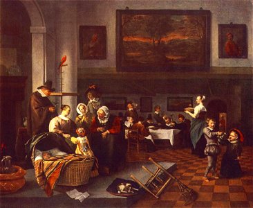 Jan Steen The Christening. Free illustration for personal and commercial use.