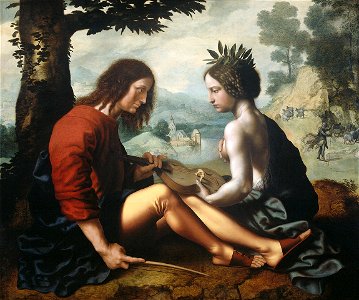 Jan Sanders van Hemessen - Allegorical Scene, possibly the Personification of Poetry with a Poet - 1067 - Rijksmuseum