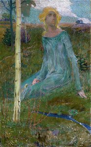 Jan Preisler Sitzendes Mädchen in einer Landschaft