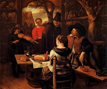 Jan Steen - The Meal - WGA21732. Free illustration for personal and commercial use.