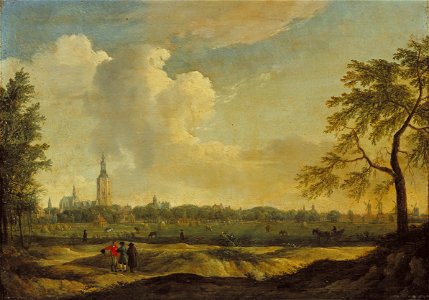 Jan ten Compe, Gezicht op Den Haag vanuit het noord-noordwesten, ca. 1750