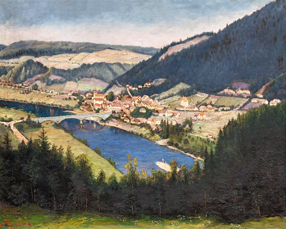 Jan Minařík Pohled na Rožmberk 1922