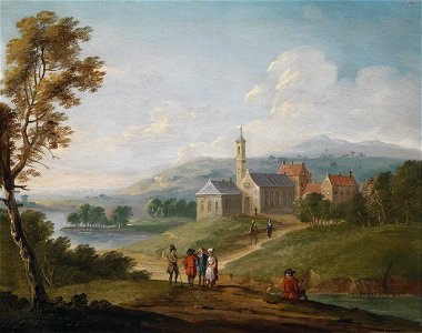 Jan Peeter van Bredael II Flusslandschaft mit Dorf. Free illustration for personal and commercial use.