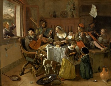 Jan Steen Vrolijke huisgezin. Free illustration for personal and commercial use.