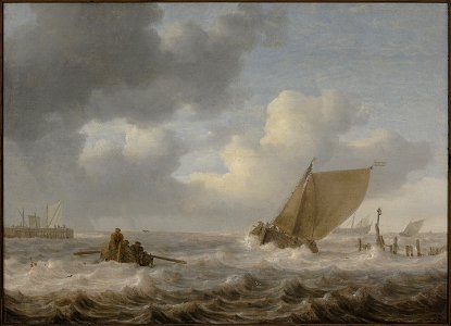 Jan Porcellis - Riviermond met schepen bij stormachtig weer - 1675 (OK) - Museum Boijmans Van Beuningen
