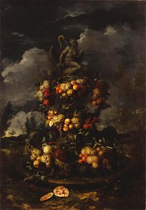 Jan Pauwel Gillemans (II) - Fountain Topped with a Sculptural Group of Leda and the Swan and Decorated with Fruits