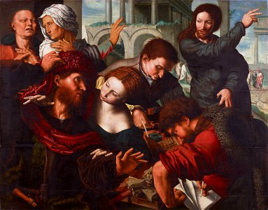 Jan Sanders van Hemessen - The Calling of Saint Matthew. Free illustration for personal and commercial use.