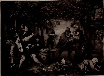 Jan Steen - Peasants Quarrelling over Cards in an Arbour