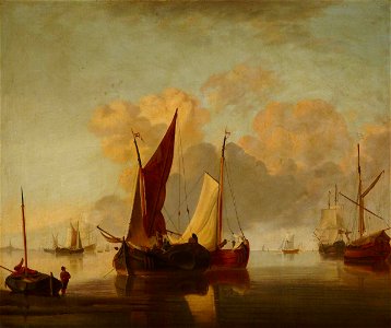 Jan van de Cappelle (1626-1679) (style of) - Boats on a Calm Sea - 1219975 - National Trust. Free illustration for personal and commercial use.
