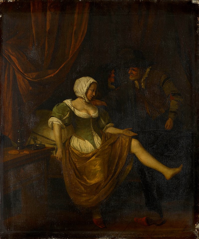 Jan Steen (Leiden 1626-Leiden 1679) - Scene in a Brothel with an Old Man Giving Money to a Girl - RCIN 406608 - Royal Collection