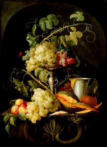 Jan van den Hecke (Attr.) - Still life with fruit. Free illustration for personal and commercial use.