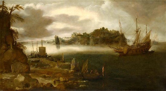 Jan Porcellis (Ghent 1583-5-1632) - A View of a Bay with Shipping - RCIN 405566 - Royal Collection