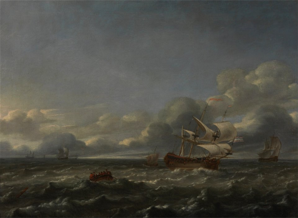 Jan Theunisz Blankerhoff - Men of War in a Stiff Breeze - Google Art Project