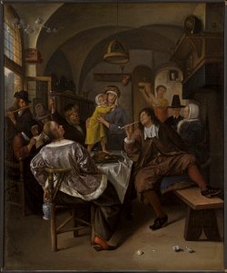 Jan Steen - Family Party Cat515. Free illustration for personal and commercial use.