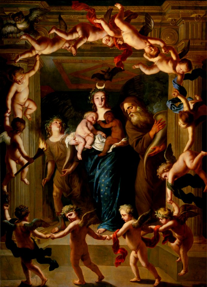 Jan van den Hoecke or Pieter Thijs - Allegory of the Night (Luna - Selene)