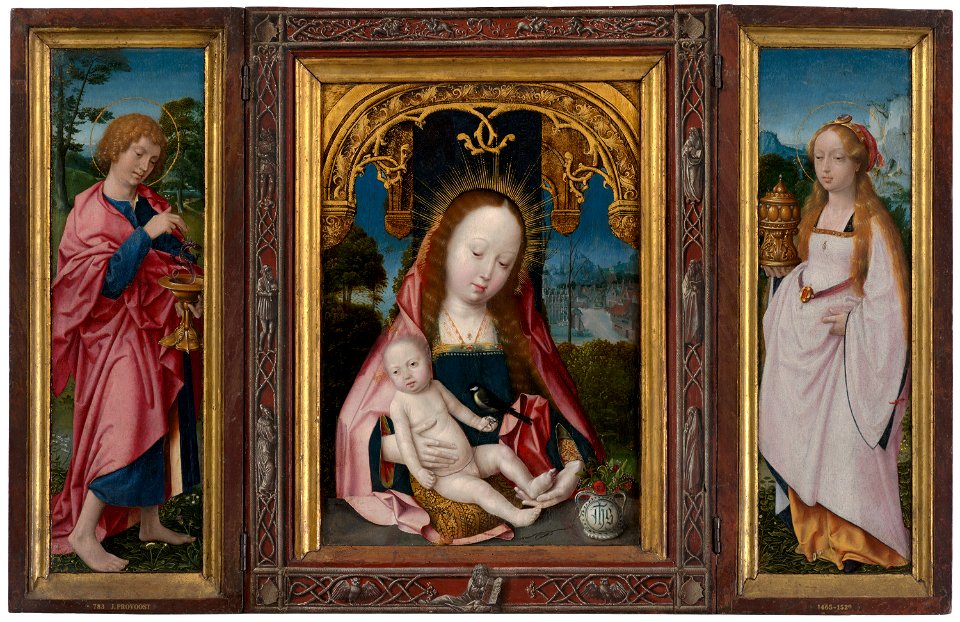Jan Provoost - Triptych with the Virgin and Child, John the Evangelist and Mary Magdalene - 783 - Rijksmuseum
