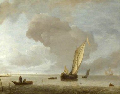 Jan van de Cappelle - Schepen voor de kust - NG2588 - National Gallery. Free illustration for personal and commercial use.