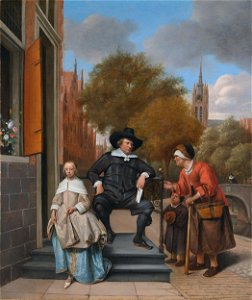 Jan Steen - Adolf en Catharina Croeser aan de Oude Delft 1655. Free illustration for personal and commercial use.
