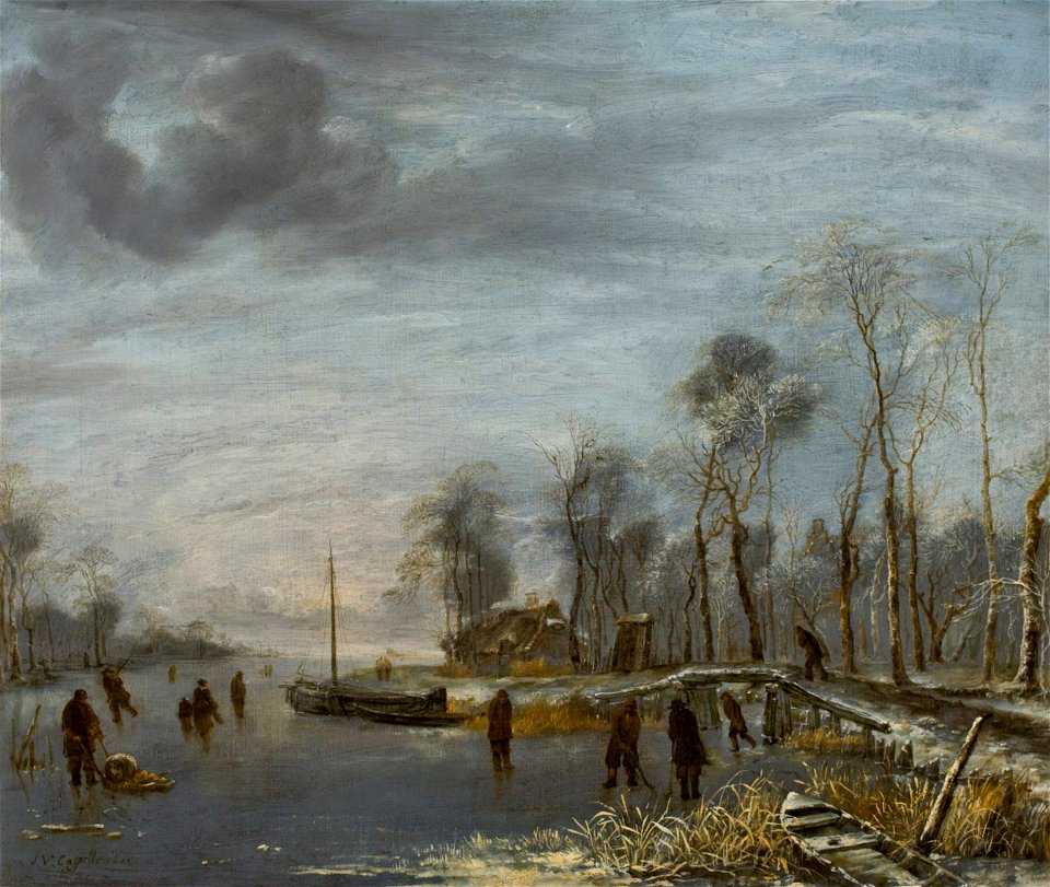 Jan van de Capelle - Winter Landscape with skaters