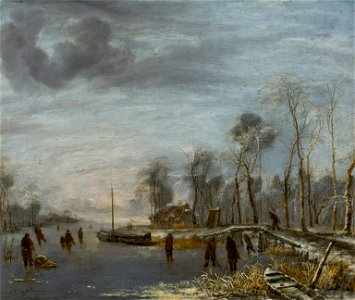 Jan van de Capelle - Winter Landscape with skaters