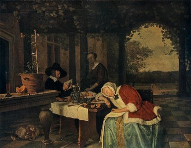 Jan Steen - The Siesta. Free illustration for personal and commercial use.