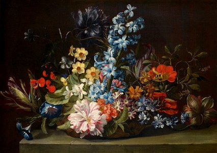 Jan van den Hecke (Attr.) - Flower basket. Free illustration for personal and commercial use.
